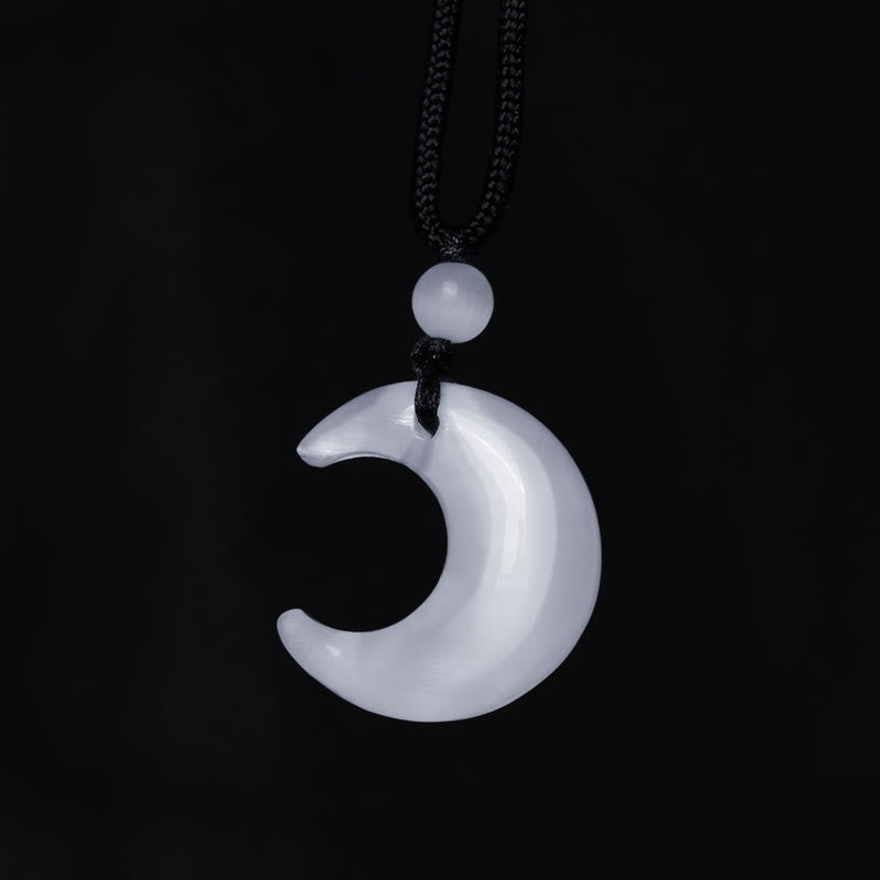 Buddha Stones Natürlicher Silberglanz Obsidian Selenit Kristall Halbmond Yin Yang Paar Schutz Halskette Anhänger - image 12