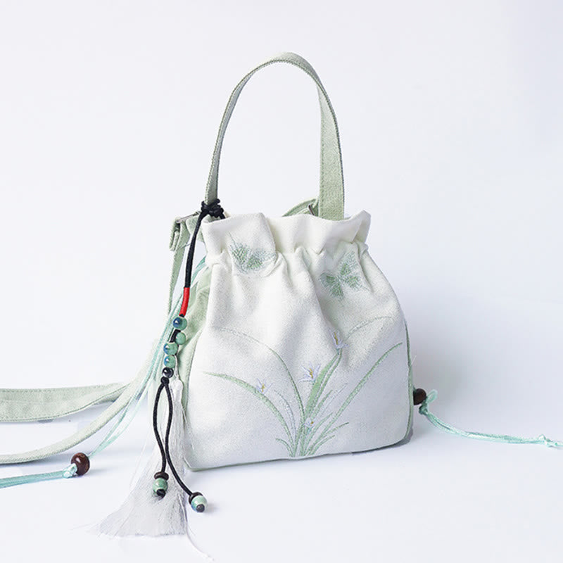 Buddha Stones Handgefertigte bestickte Blumen Canvas Tote Schultertasche Handtasche - image 14
