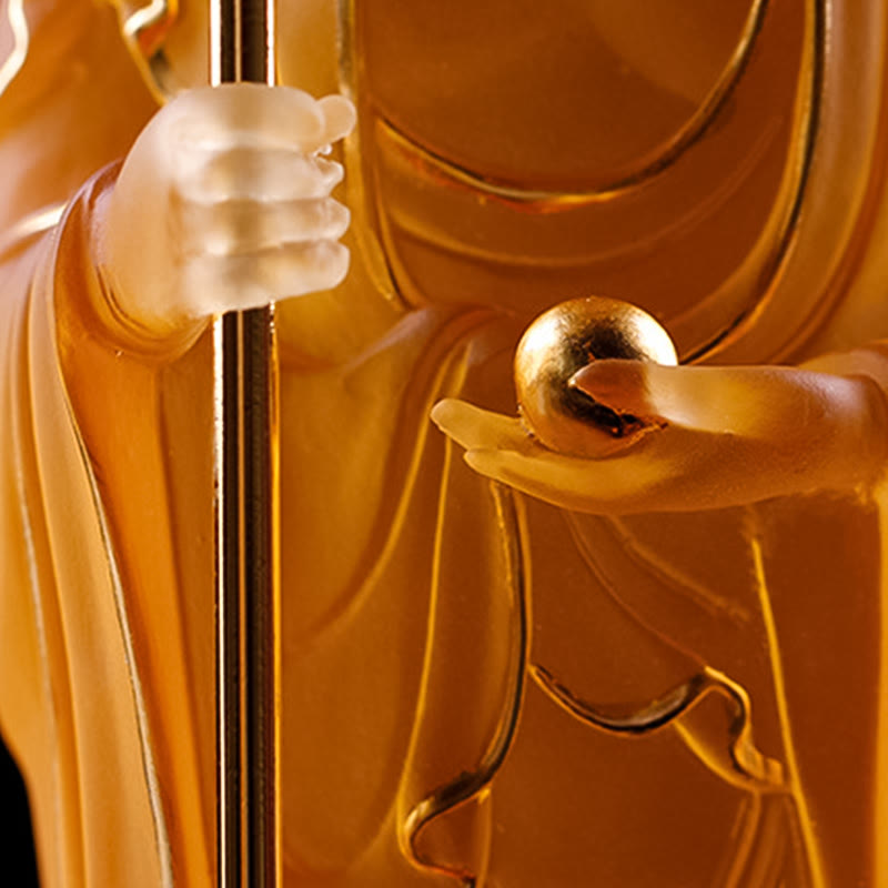 Buddha Stones, handgefertigte Ksitigarbha-Bodhisattva-Figur, Liuli-Kristallkunststück, Gelassenheitsstatue, Heimdekoration - image 10
