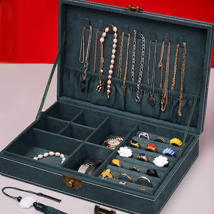 Buddha Stones, schlichtes Design, Schmuckschatulle, Organizer, einlagige Flanell-Schmuckaufbewahrungsbox mit Schloss - image 5