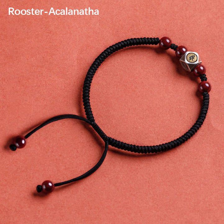 Buddha Stones 925 Sterling Silber Chinesisches Sternzeichen Natal Buddha Zinnober Calm Armband - Hahn-Acalanatha - Schwarz (Handgelenkumfang 14–18 cm) - image 22