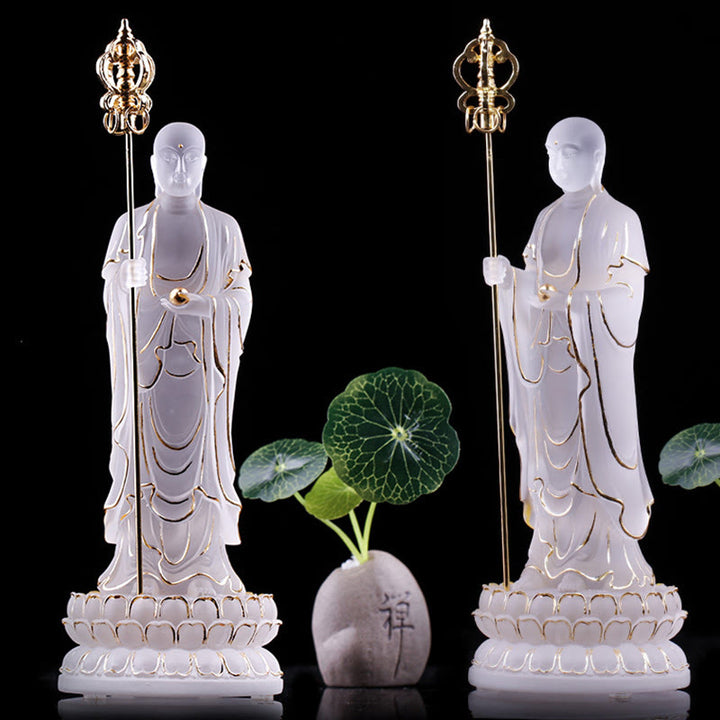 Buddha Stones, handgefertigte Ksitigarbha-Bodhisattva-Figur, Liuli-Kristallkunststück, Gelassenheitsstatue, Heimdekoration - image 14