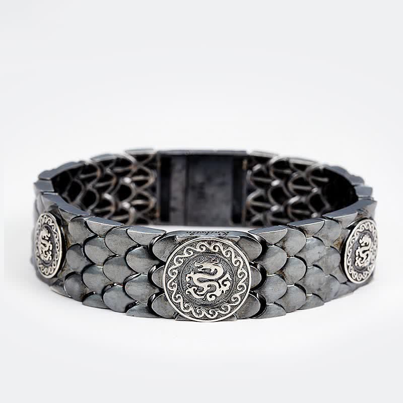 Buddha Stones 925 Sterling Silber Drachenschuppen Glück Erfolg Armband Armreif - 21 cm - image 0