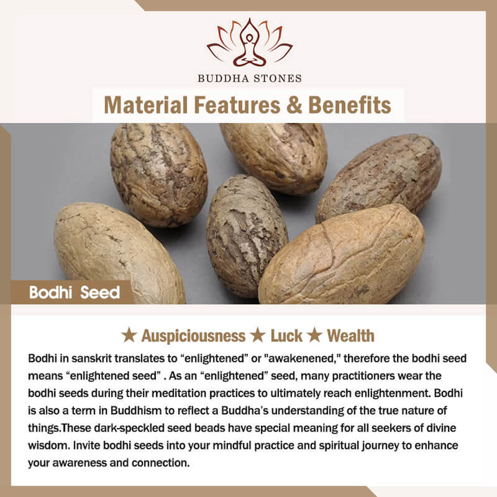 Buddha Stones, 108 Perlen, Rudraksha, Bodhi-Samen, Reichtum, Quaste, Mala
