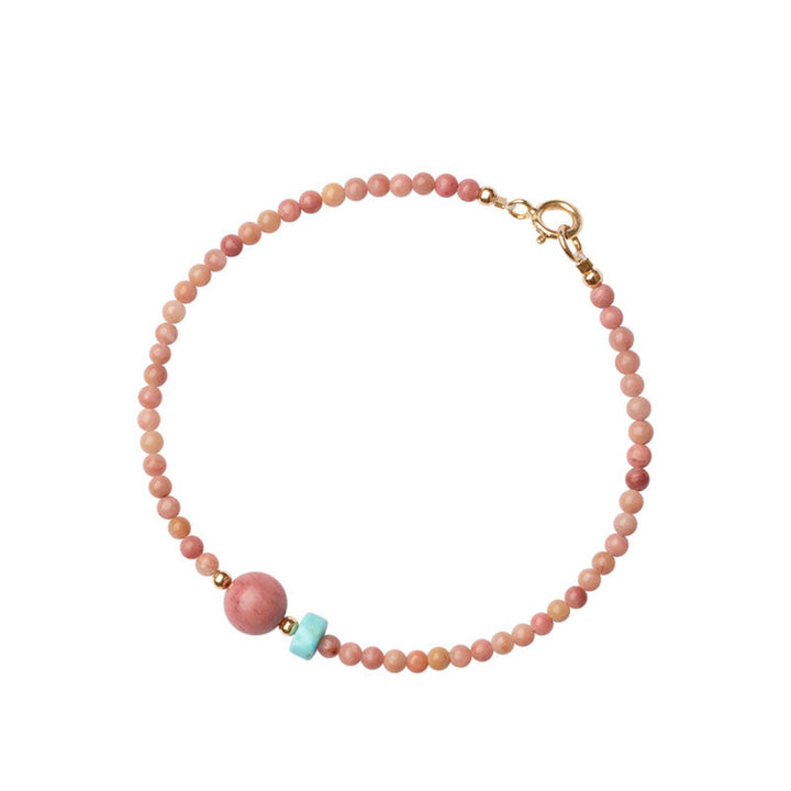 Buddha Stones Armband aus 14-karätig vergoldetem, natürlichem Rhodonit mit Liebesenergie - image 13