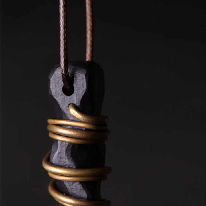 Buddha Stones Tibet Ebenholz Kupfer Balance Peace Halskette Anhänger - image 5