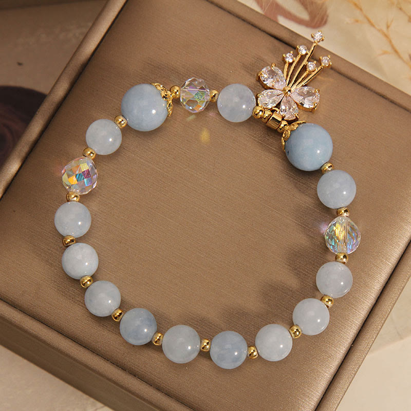 Buddha Stones Aquamarin-Rosa-Kristall-Heilzirkon-Schmetterlings-Charm-Armband - image 6