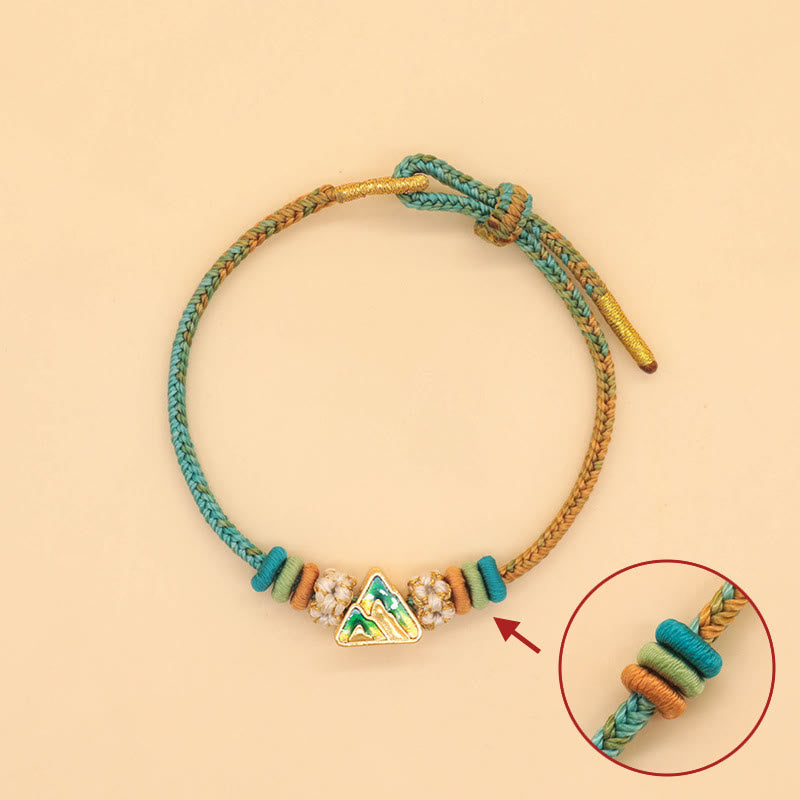 Buddha Stones Handgefertigtes achtfädiges Friedensknoten-Pfirsichblütenknoten-Glücksseil-geflochtenes Armband - image 13