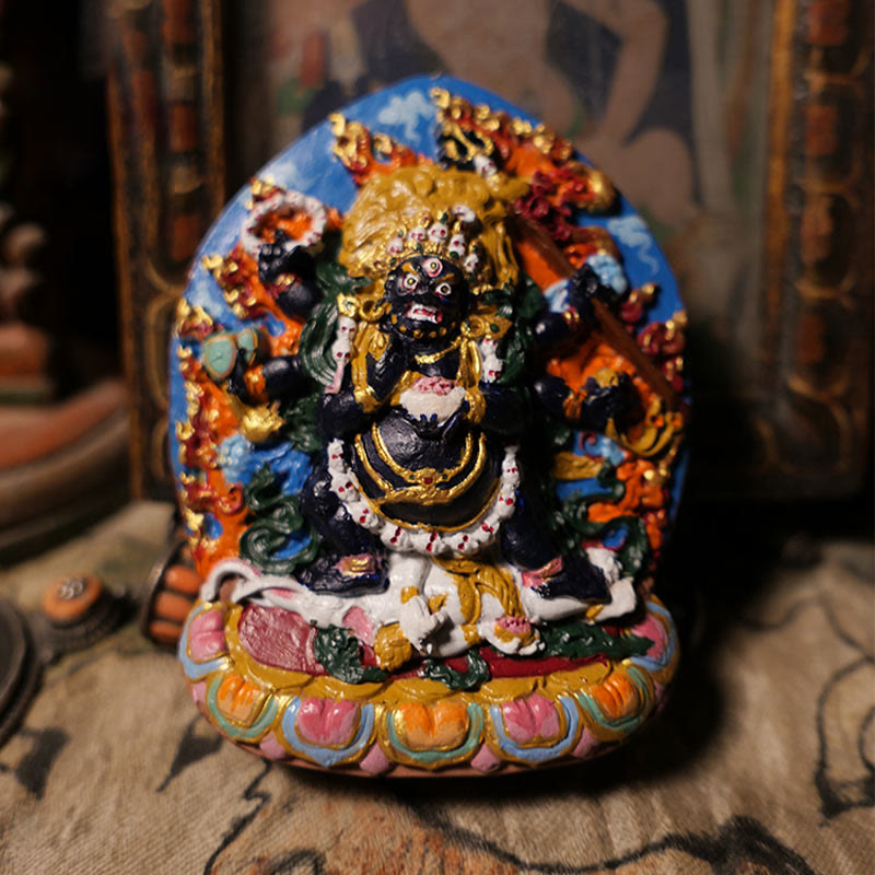 Buddha Stones ​​Mini Daikokuten Gott des Reichtums Buddha Tibet Ton Gelassenheit Heimdekoration - 9,6 x 7,8 cm - image 0