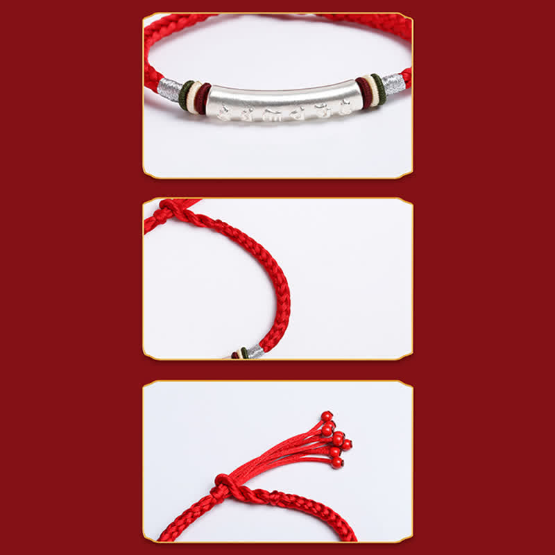 Buddha Stones 999 Sterling Silber Om Mani Padme Hum Schutz Stärke String Armband - image 6