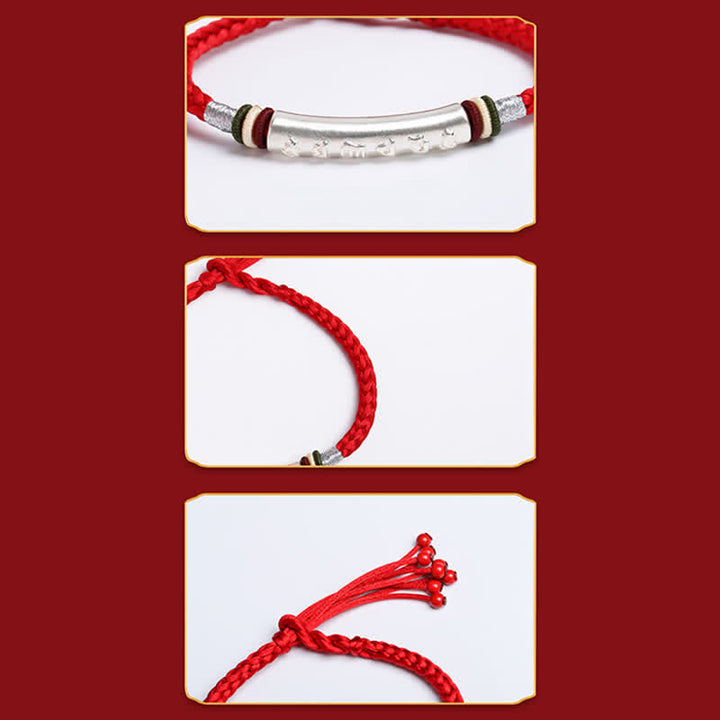 Buddha Stones 999 Sterling Silber Om Mani Padme Hum Schutz Stärke String Armband - image 6