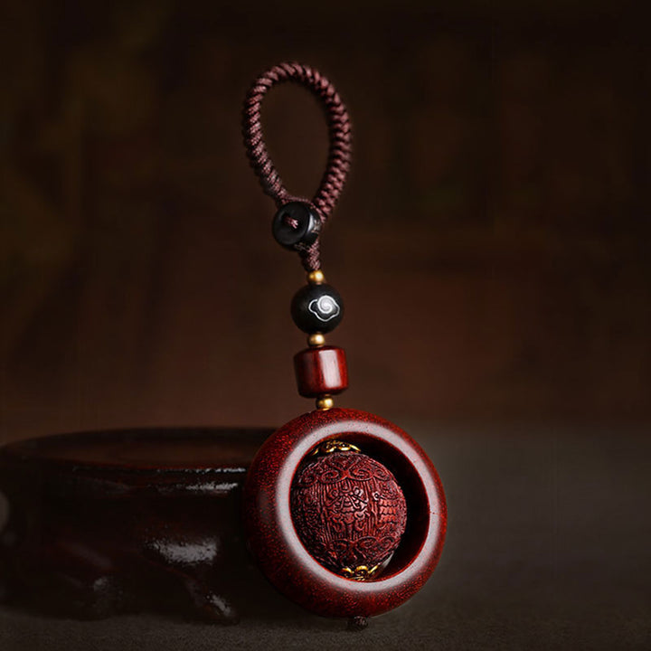 Buddha Stones, tibetisches kleines Blatt, rotes Sandelholz, Ebenholz, Glücksschutz, Rotationsdekoration - Glückverheißend - image 8