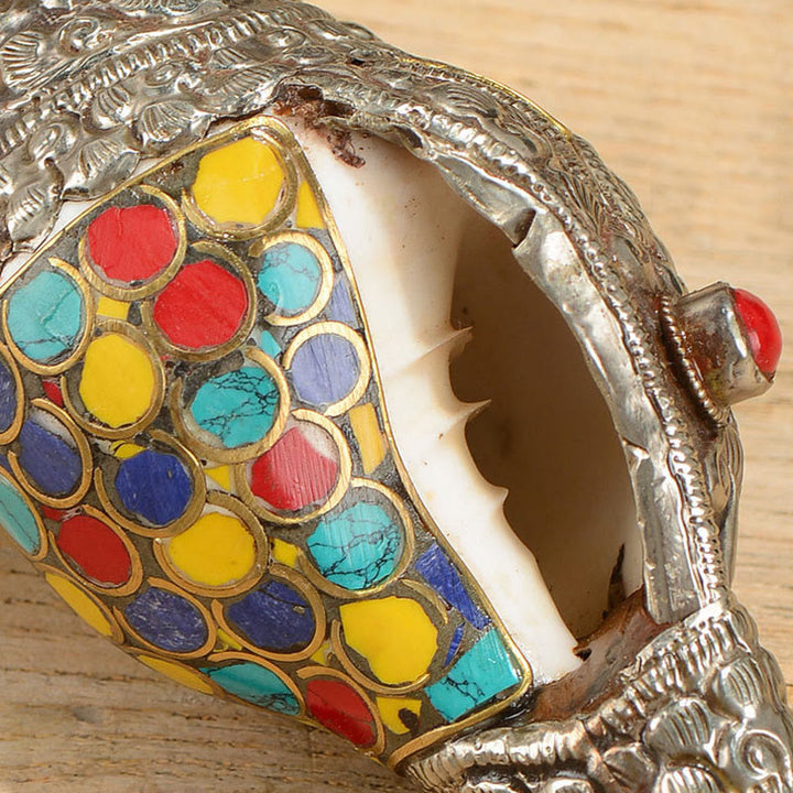 Tibetische handgefertigte natürliche Shankha bunte Muschelschale, Reichtum, Heimdekoration - image 9