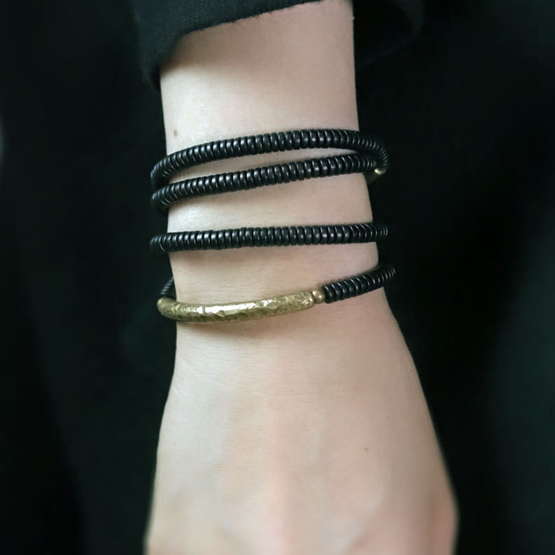 Buddha Stones, Ebenholz, Messing, Kupfer, Balance, mehrlagiges Armband - image 12