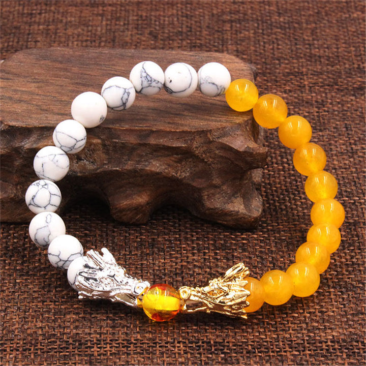 Buddha Stones Weiß Türkis Lava Rock Dragon Blessing Perlenarmband - image 10
