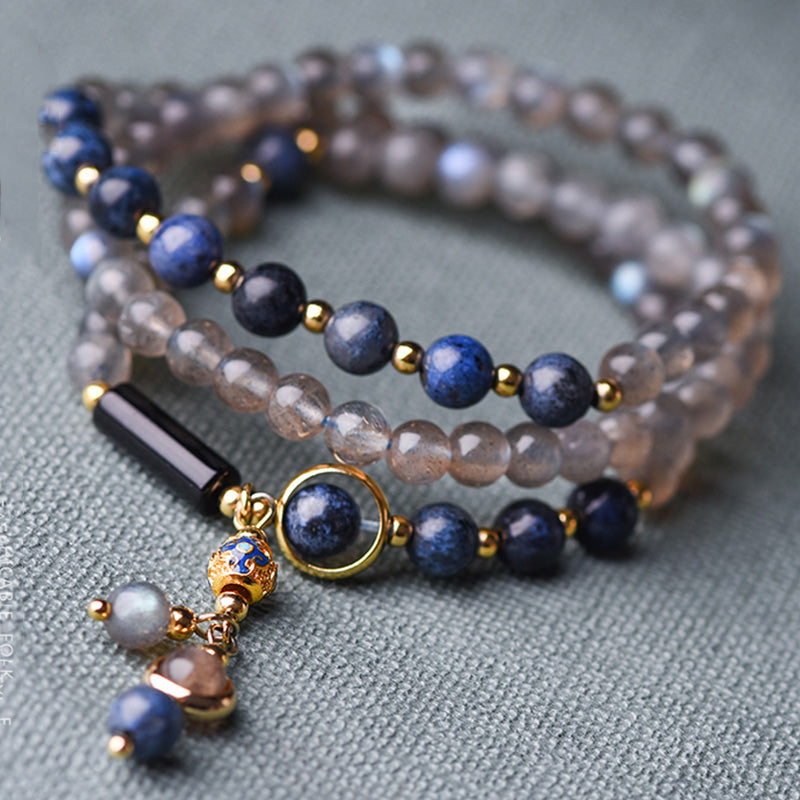 Buddha Stones Armband aus Mondstein, Lapislazuli und Mondstein – beruhigend, heilend und positiv - image 0