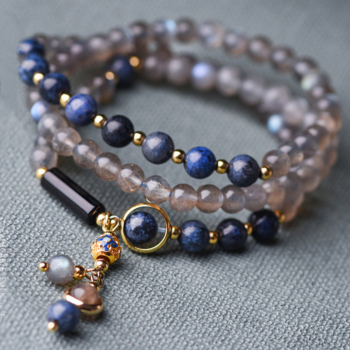 Buddha Stones Armband aus Mondstein, Lapislazuli und Mondstein – beruhigend, heilend und positiv - image 0