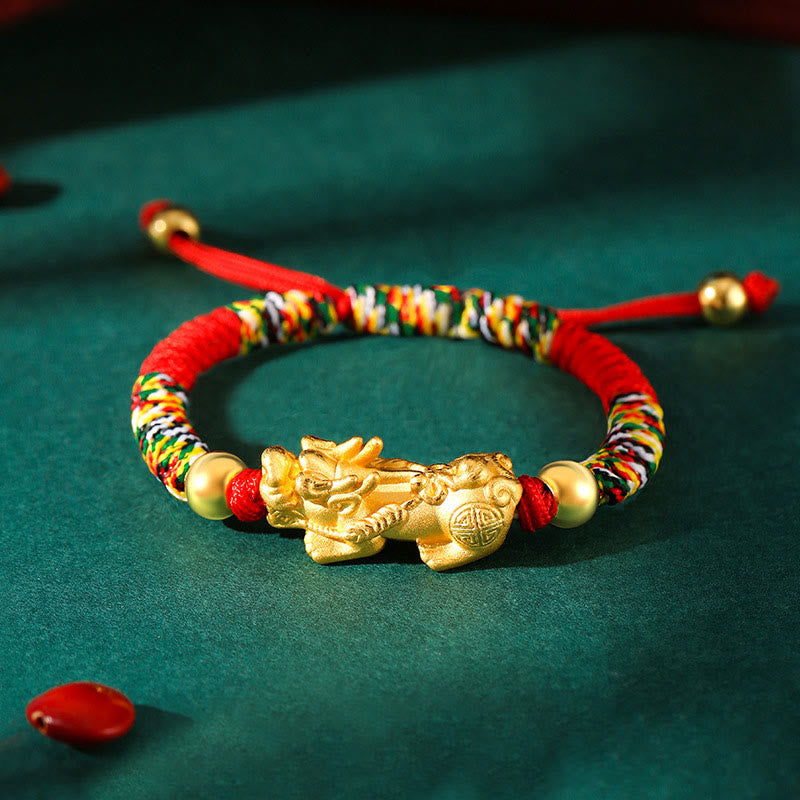 Buddha Stones 999 Sterling Silber PiXiu Wealth King Kong Knotenschnur geflochtenes Kinder-Kind-Armband - image 4