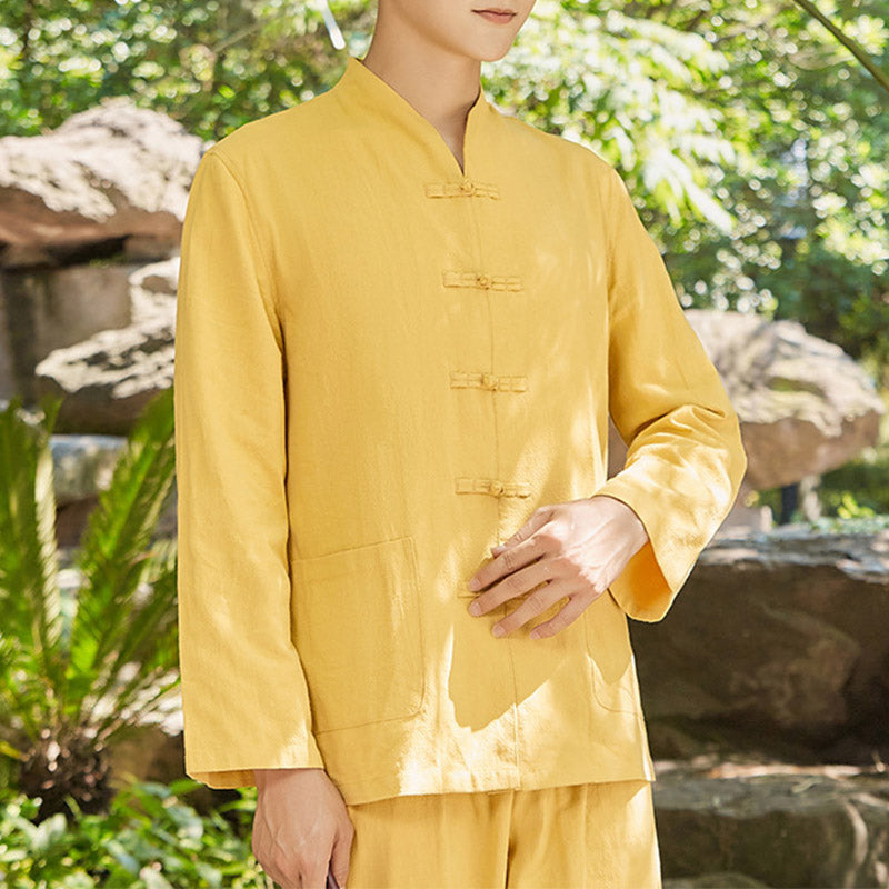 Spirituelle Zen-Praxis, Yoga, Meditation, Gebetskleidung, Baumwoll-Leinen-Herren-Set - Gold - US/ UK/AU48, EU58 (6XL) - image 9