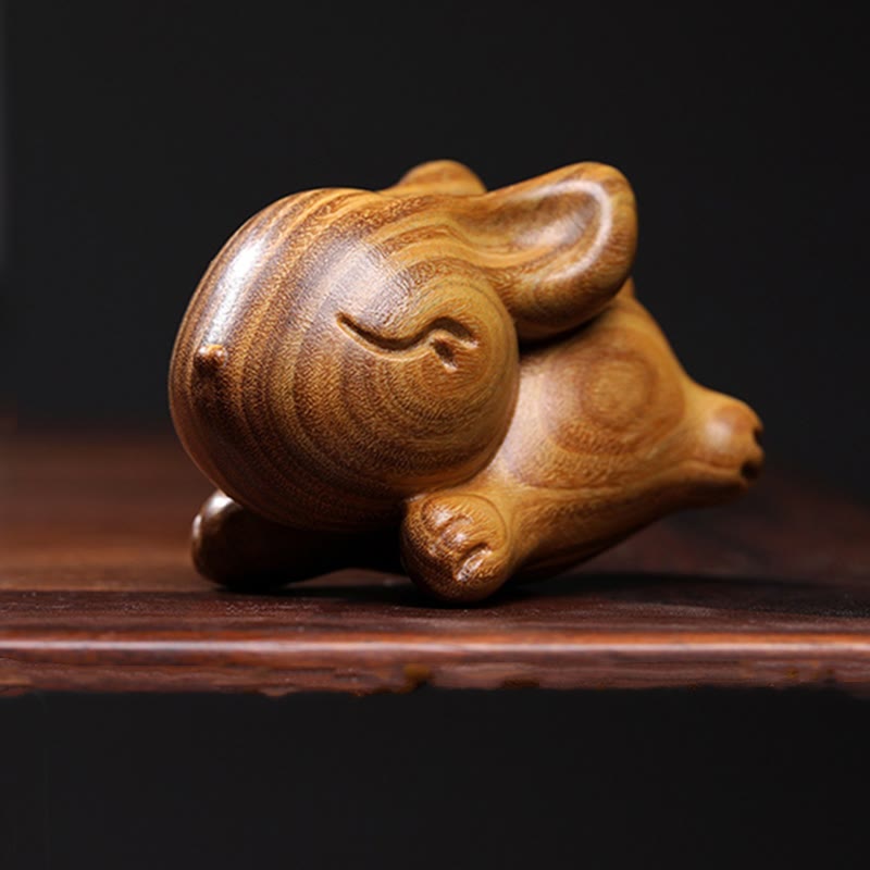 Buddha Stones Green Sandelwood Small Mini Cute Rabbit Bunny Peace Dekorationen - image 7