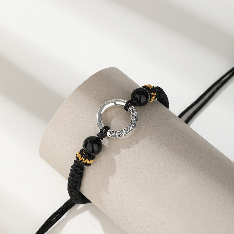 Geflochtenes Armband aus 925er-Sterlingsilber mit Friedensschnalle, verheißungsvolle Wolken und Glücksbringer mit Buddha Stonesn - image 2