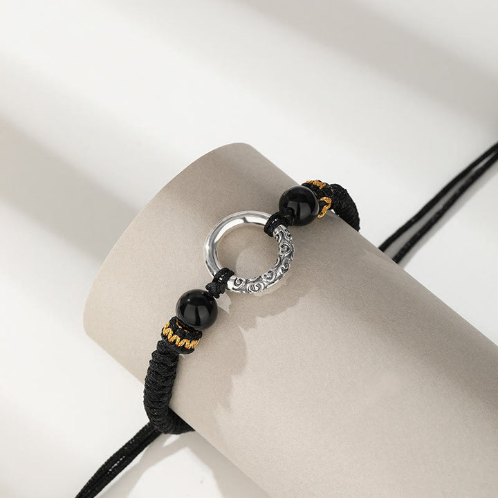 Geflochtenes Armband aus 925er-Sterlingsilber mit Friedensschnalle, verheißungsvolle Wolken und Glücksbringer mit Buddha Stonesn - image 2