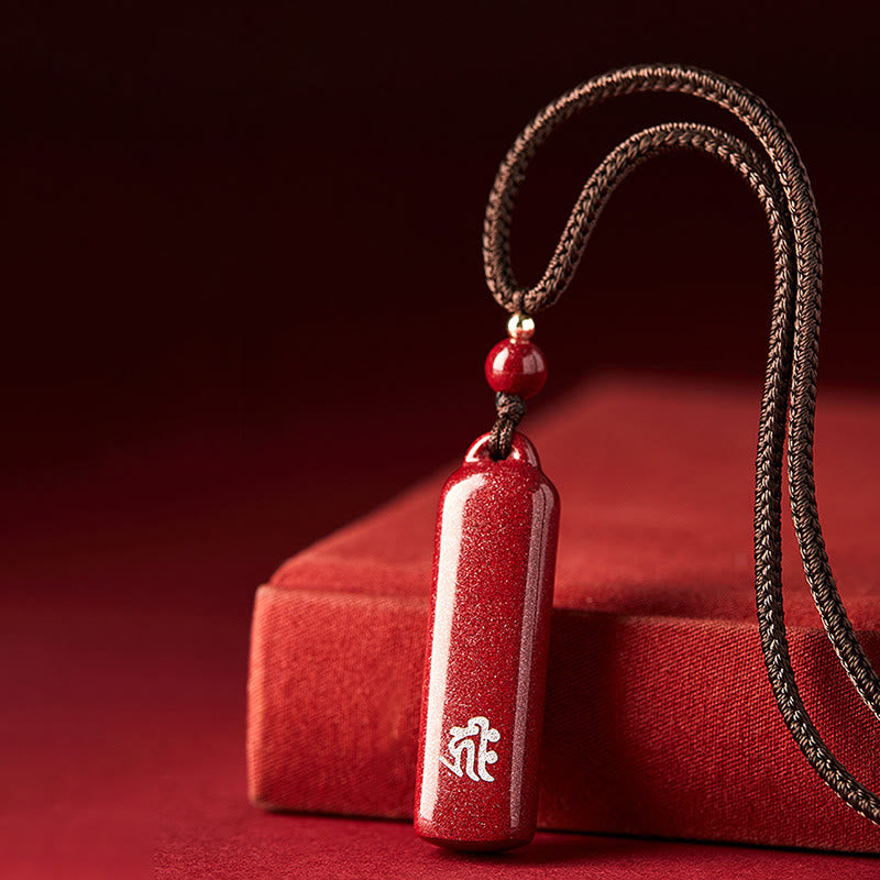 Chinesischer Sternzeichen-Natal-Buddha-Zinnober-Amulett-Schutzschnur-Halskettenanhänger - image 1
