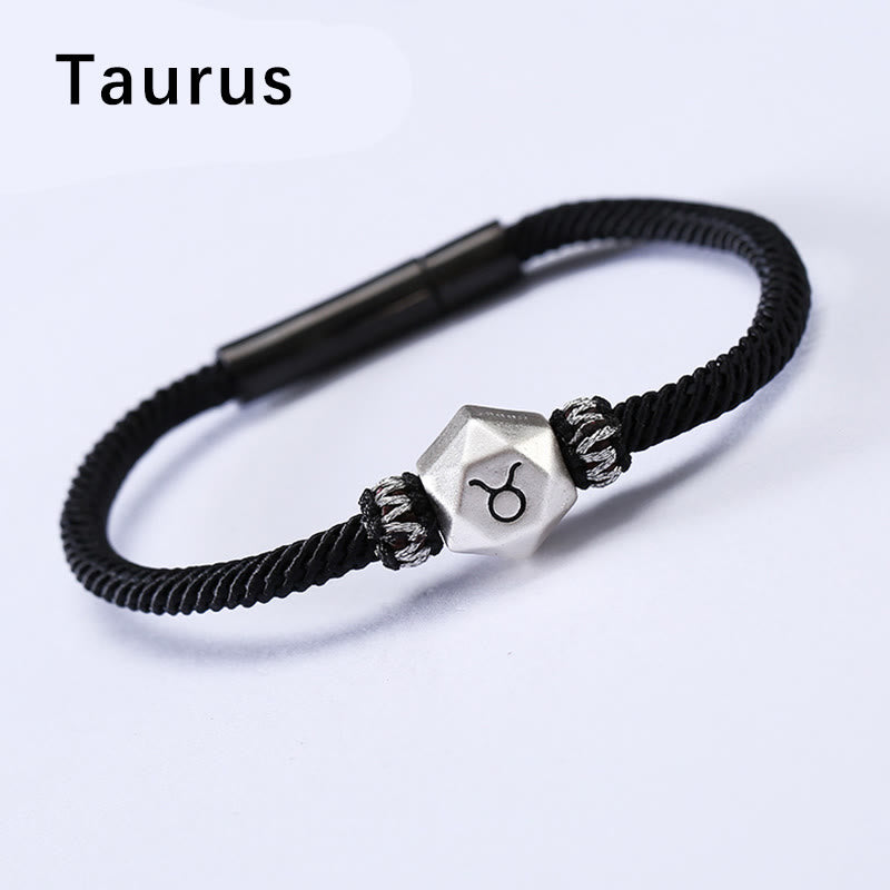 Buddha Stones 999 Sterling Silber 12 Sternbilder des Tierkreises Schutz Handgefertigtes Schnurarmband - Stier - 19 CM - image 3