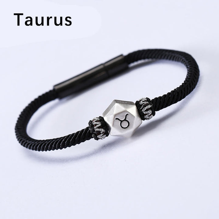 Buddha Stones 999 Sterling Silber 12 Sternbilder des Tierkreises Schutz Handgefertigtes Schnurarmband - Stier - 19 CM - image 3