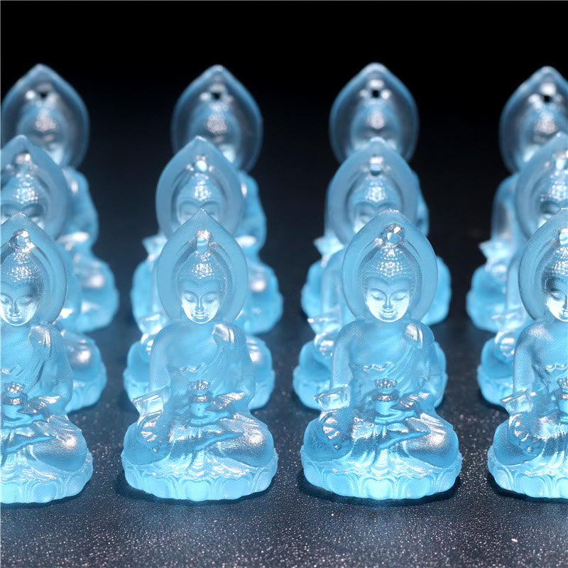 Buddha Stones, blauer Tathagata-Buddha-Medizin-Buddha-Liuli-Kristall, Serenity-Amulett-Halskettenanhänger - image 14