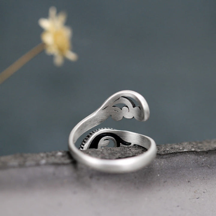 Buddha Stones 925 Sterling Silber Koi Fisch Wasser Welligkeit Glück Reichtum Ring - image 5