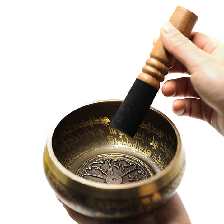 Buddha Stones Tibetische Meditations-Klangschale, handgefertigt für Heilung und Achtsamkeit, Klangschalen-Set - image 11