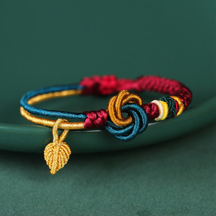 Buddha Stones Tibetisches handgefertigtes Mandala-Knoten-Blatt-Glücksseil-Armband