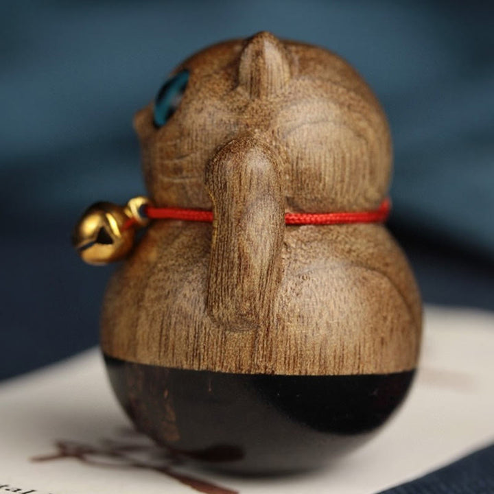 Buddha Stones Mini Glückskatze Kätzchen Phoebe Zhennan Segensdekoration aus Holz - image 13