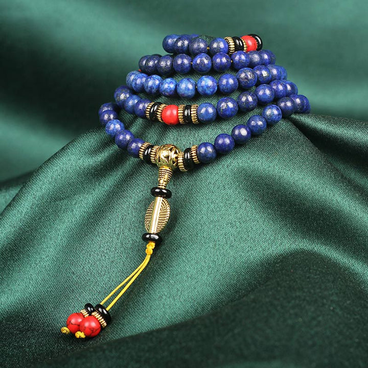 Buddha Stones ​​Tibetische Mala Lapislazuli Lazurit Positives Armband - image 2