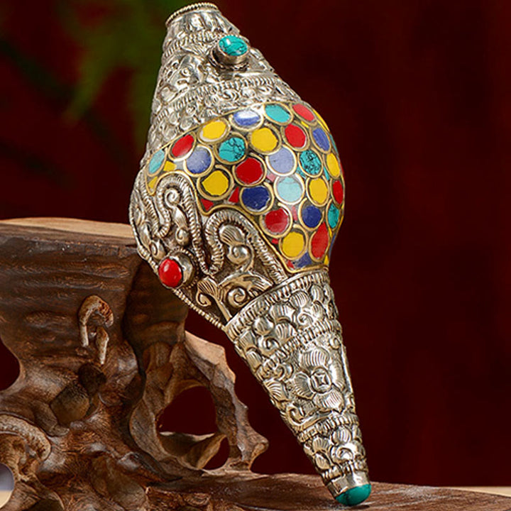 Tibetische handgefertigte natürliche Shankha bunte Muschelschale, Reichtum, Heimdekoration - image 7