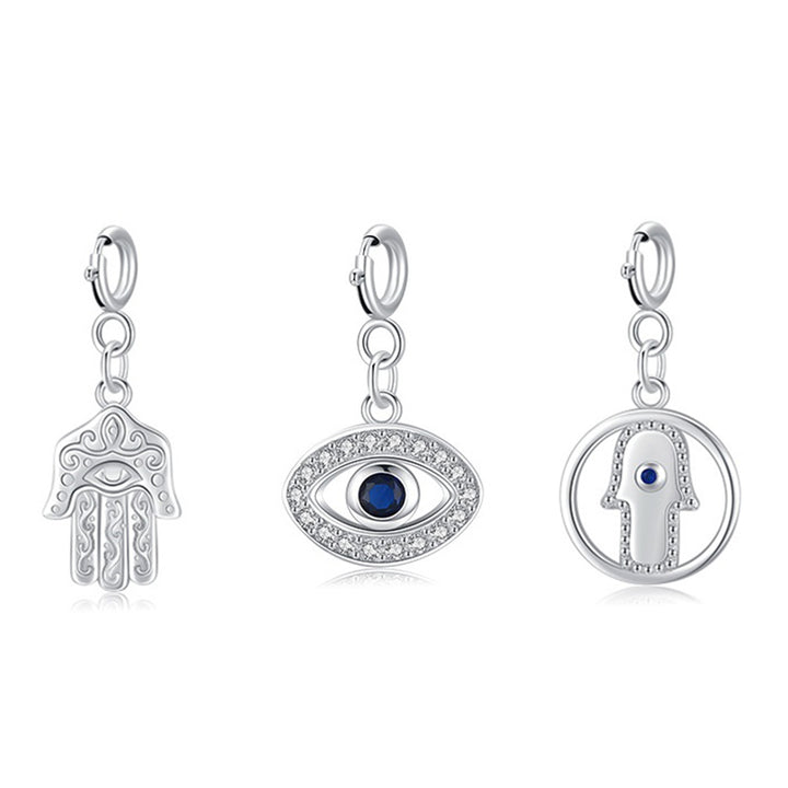 925 Sterling Silber Böser Blick Hamsa Symbol Wohlstand Glück Kette Halskette Anhänger