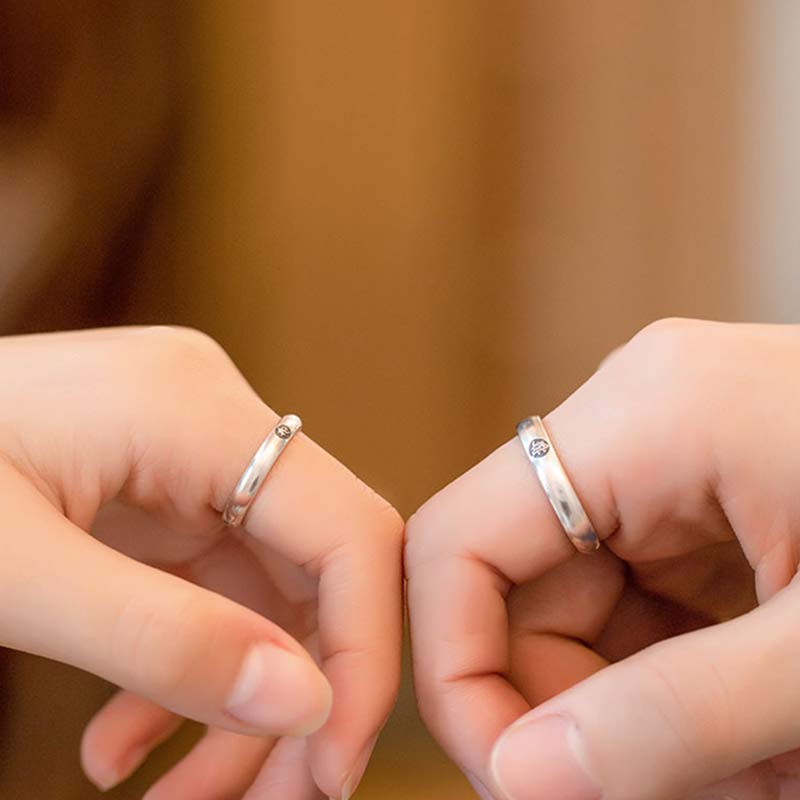 Buddha Stones 925 Sterling Silber Chinesischer Sternzeichen Natal Buddha Segen Paar Ring - image 5