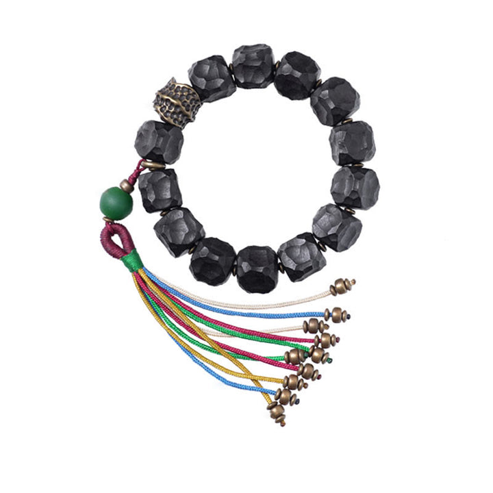 Buddha Stones Armband aus tibetischem Ebenholz und Kupfer mit Friedensquaste - image 13