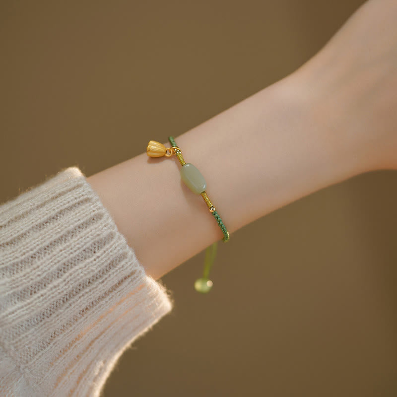 Buddha Stones Lotus Jade Friedensschnalle Perlen Glücksbringer Armband - Lotus-Jade-Perle - image 2