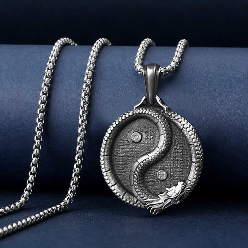 Buddha Stones ​​aus reinem Zinn, Yin-Yang-Drache, Glücksstärke, Halsketten-Anhänger - image 3