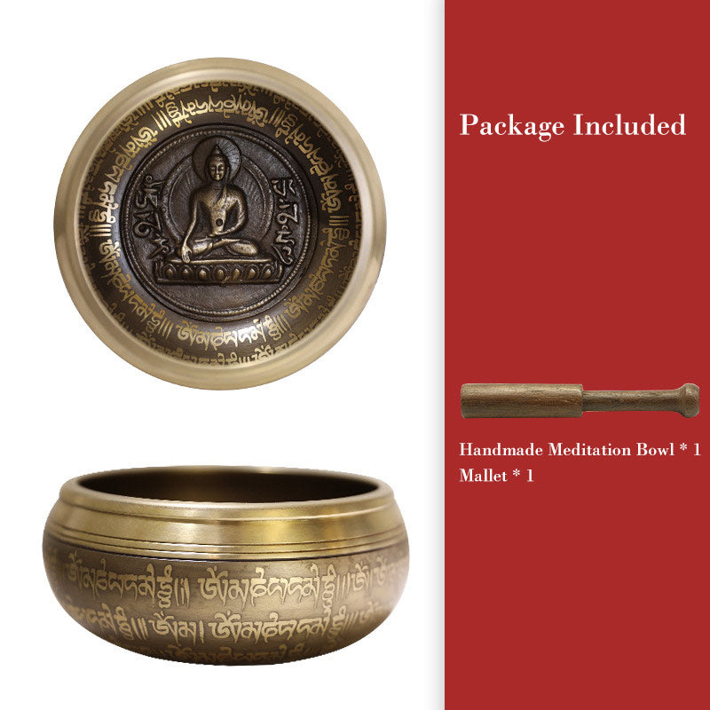 Tibetische Klangschale, handgefertigt für Konzentration und Meditation, friedvolles Glück, Klangschalen-Set - 4,33 Zoll (11 cm) - image 3