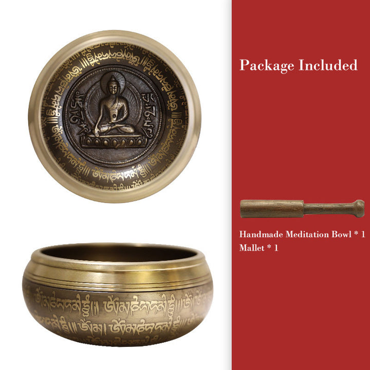 Tibetische Klangschale, handgefertigt für Konzentration und Meditation, friedvolles Glück, Klangschalen-Set - 4,33 Zoll (11 cm) - image 3