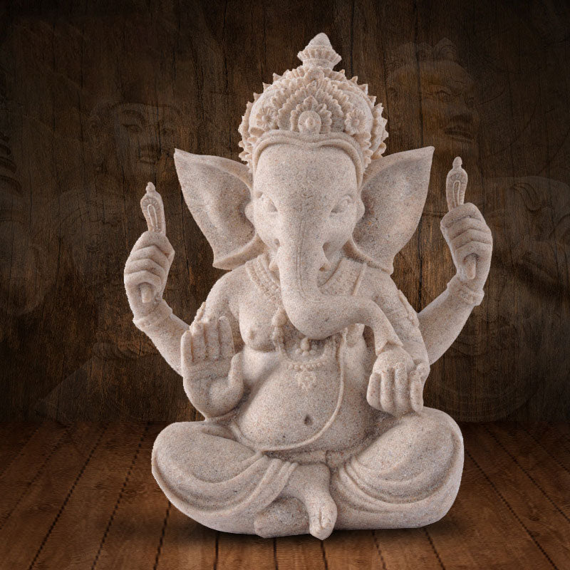 Buddha Stones, Ganesh Ganpati, Elefantenstatue, Reichtum, Segen, Heimdekoration - Grau - image 0