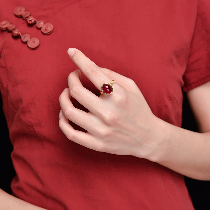Buddha Stones 925 Sterling Silber Red Corundum Courage Ring - image 8