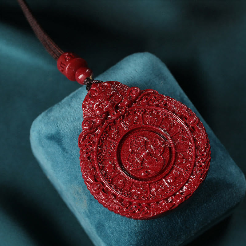 Buddha Stones, chinesisches Sternzeichen, natürliches Zinnober-Bagua-Amulett, halten böse Geister fern. Halsketten-Anhänger - image 2