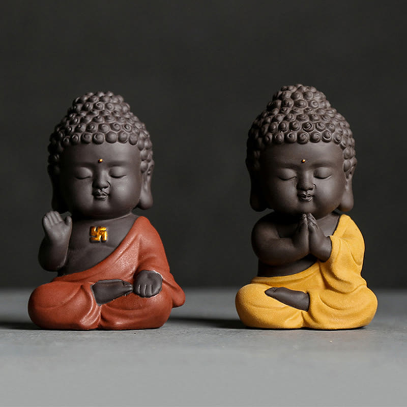 Buddha Stones, kleine Buddha-Gelassenheit, lila Ton, Heim-Schreibtisch-Dekoration