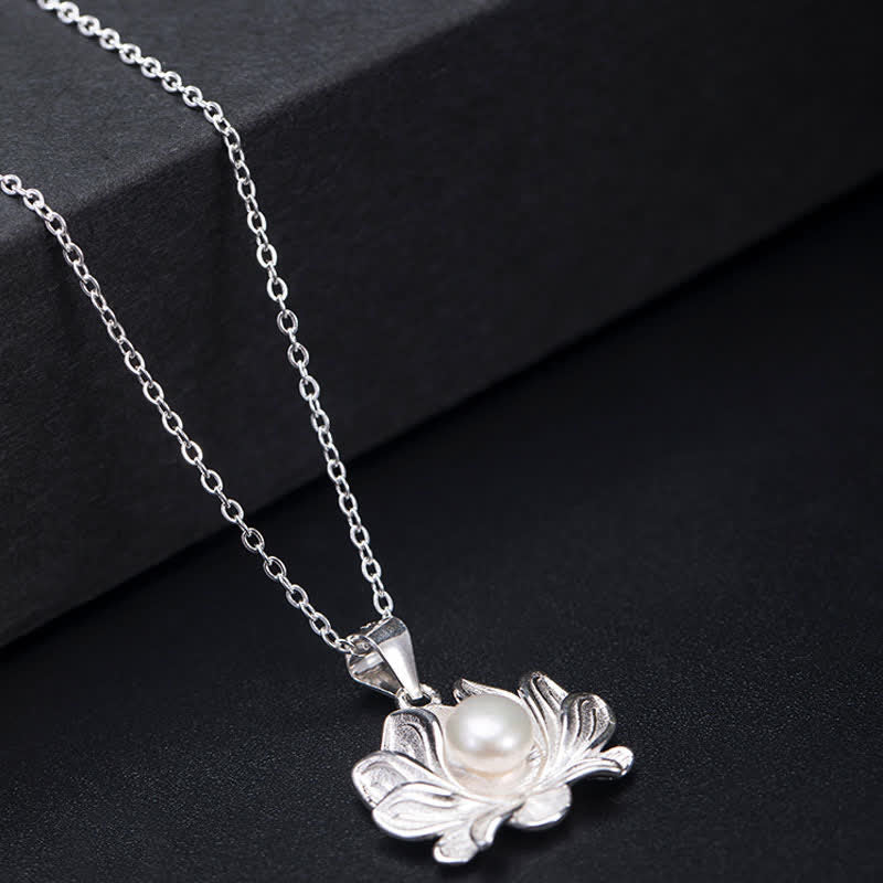 Buddha Stones 925 Sterling Silber Lotusblume Perle Reichtum Halskette Anhänger - image 5