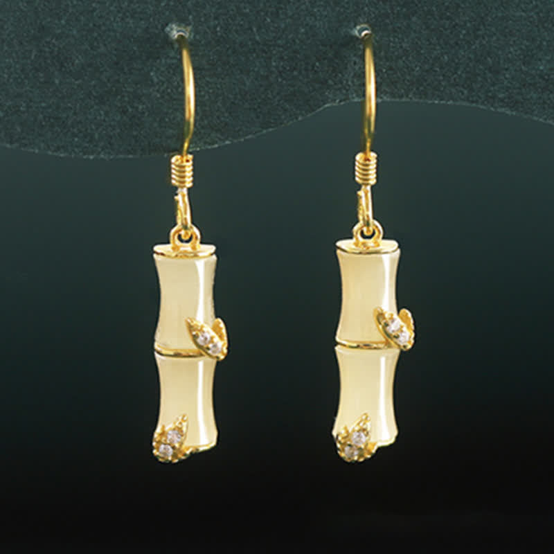 925 Sterling Silber Hetian Jade Chrysoberyll Katzenauge Roter Achat Bambus Glück Tropfen Ohrringe - image 5