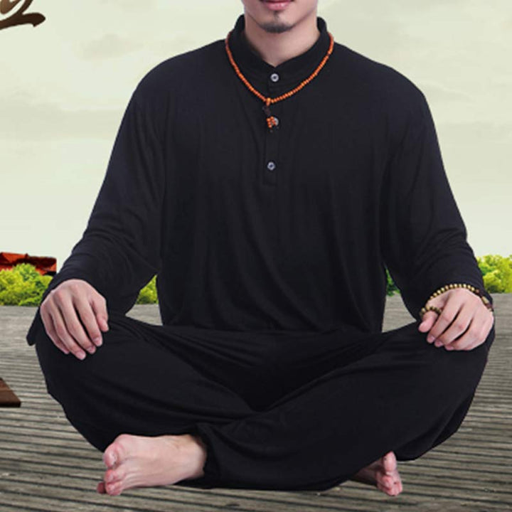 Buddha Stones, Meditation, Gebet, spirituell, Zen, Tai Chi, Praxis, Yoga, Kleidung, Herren-Set - Schwarz - US/ UK/AU44，EU54 (3XL) - image 17